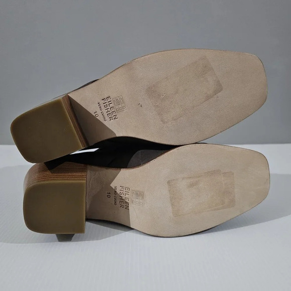 NEW Eileen Fisher Ember Low Ankle Bootie Women 10 Taupe Brown Leather Block Heel - Picture 11 of 13